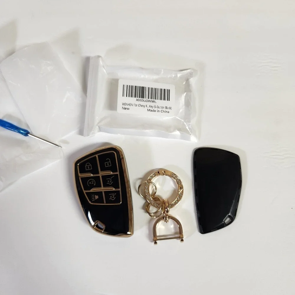 Key Fob Cover for Chevy/GMC Key Shell Case Compatible with 2022 2021 Black